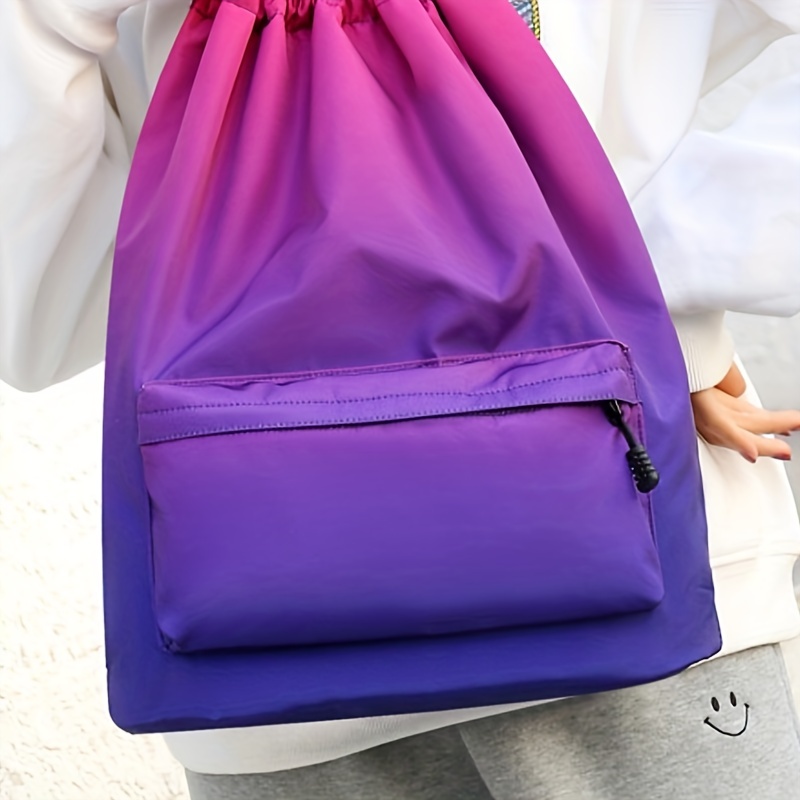 Gradient Drawstring Backpack Lightweight Sports Outdoor Daypack