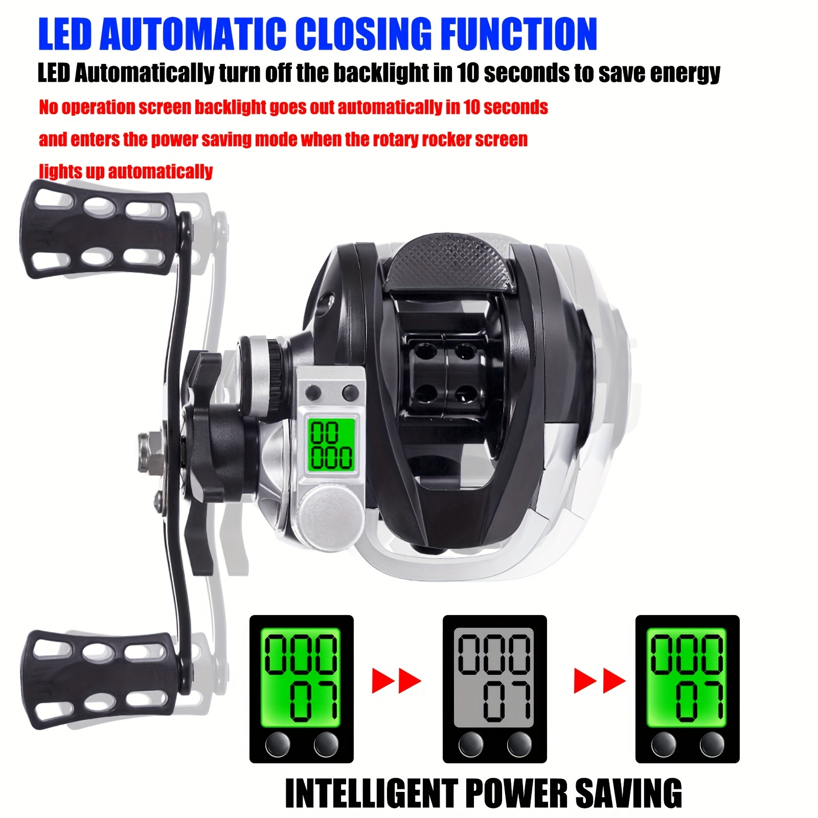Rechargeable 7.2 Digital Digital Control Baitcaster Reels With