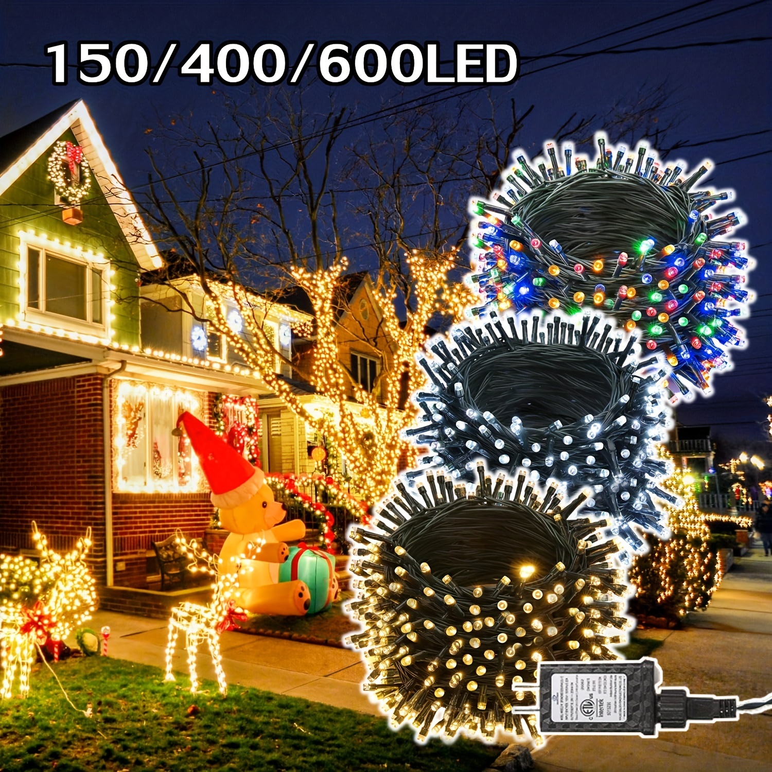 Christmas Lights Outdoor - 164ft String Lights 500 LED Christmas Lights -  Remote 8 Lighting Modes Memory Outdoor Waterproof Decorations for Home Xmas  Tree Yard Decor (Warm White) 