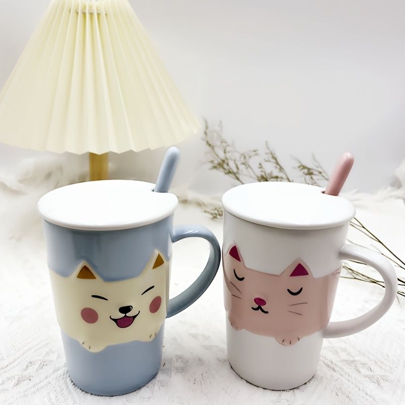 1pc Cute Ceramic Cup Cartoon Pet Animals Coffee Cup Milk Cup Water Cup  Drinking Cup - Home & Kitchen - Temu