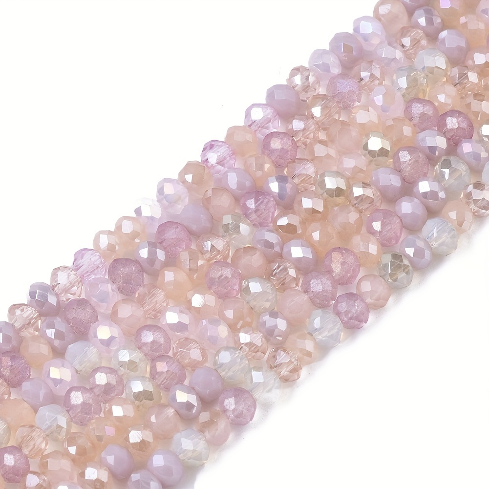 3/4/6/8mm Faceted Purple Plated Austria Crystal Glass Beads Loose Rondelle  Wheel Beads String For Bracelet Necklace DIY Jewelry Making Accessories