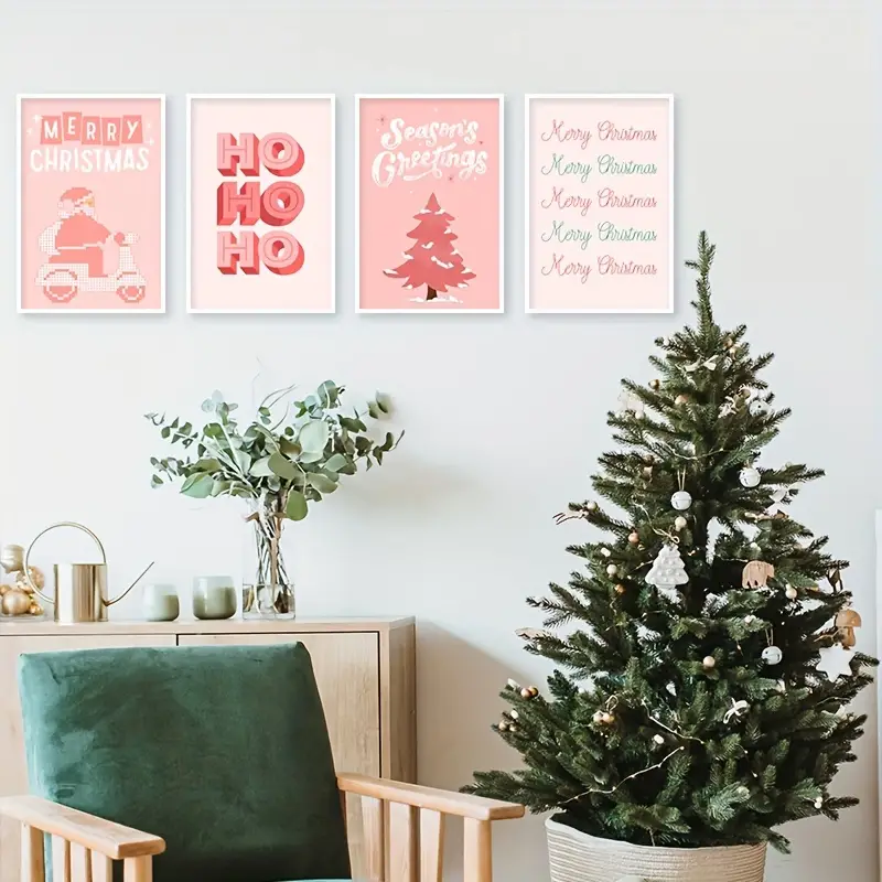 Preppy Christmas Canvas Print Posters Fashionable - Temu