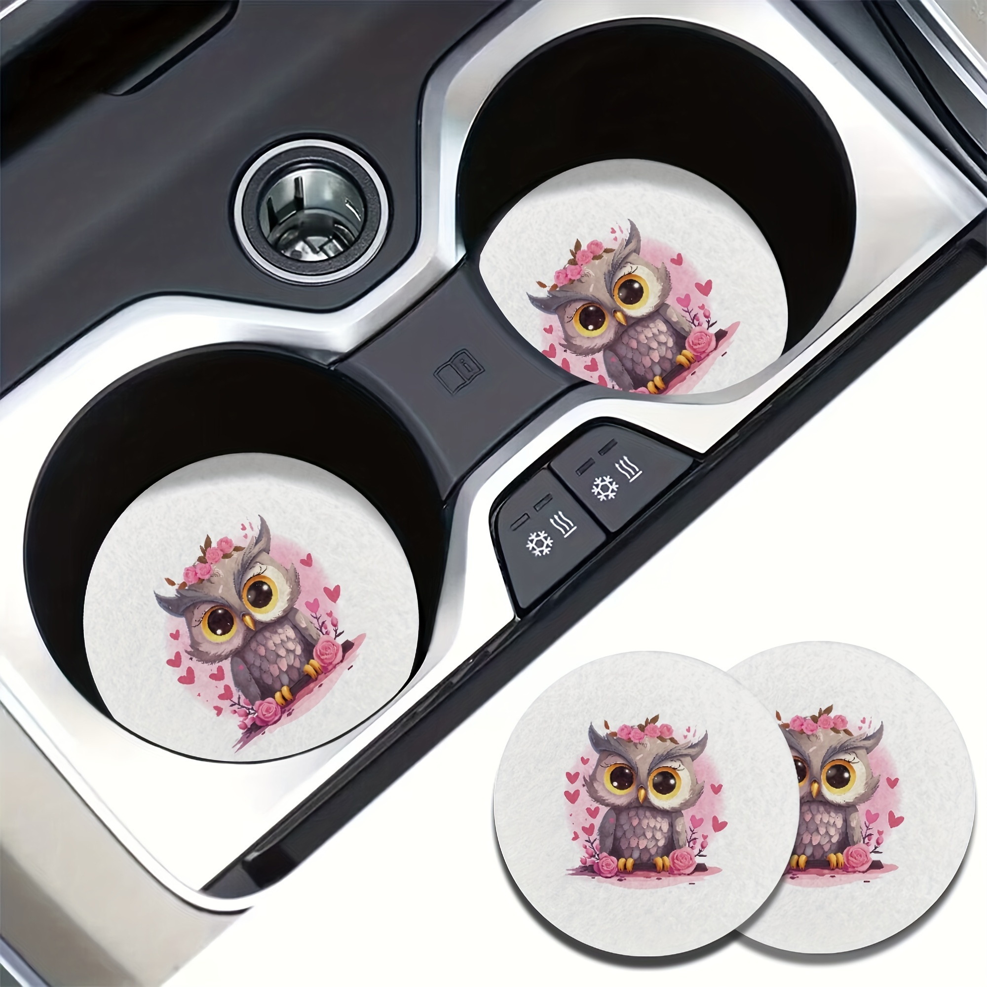Owl Pattern Absorbent Car Cup Holder Coasters Car Coasters - Temu