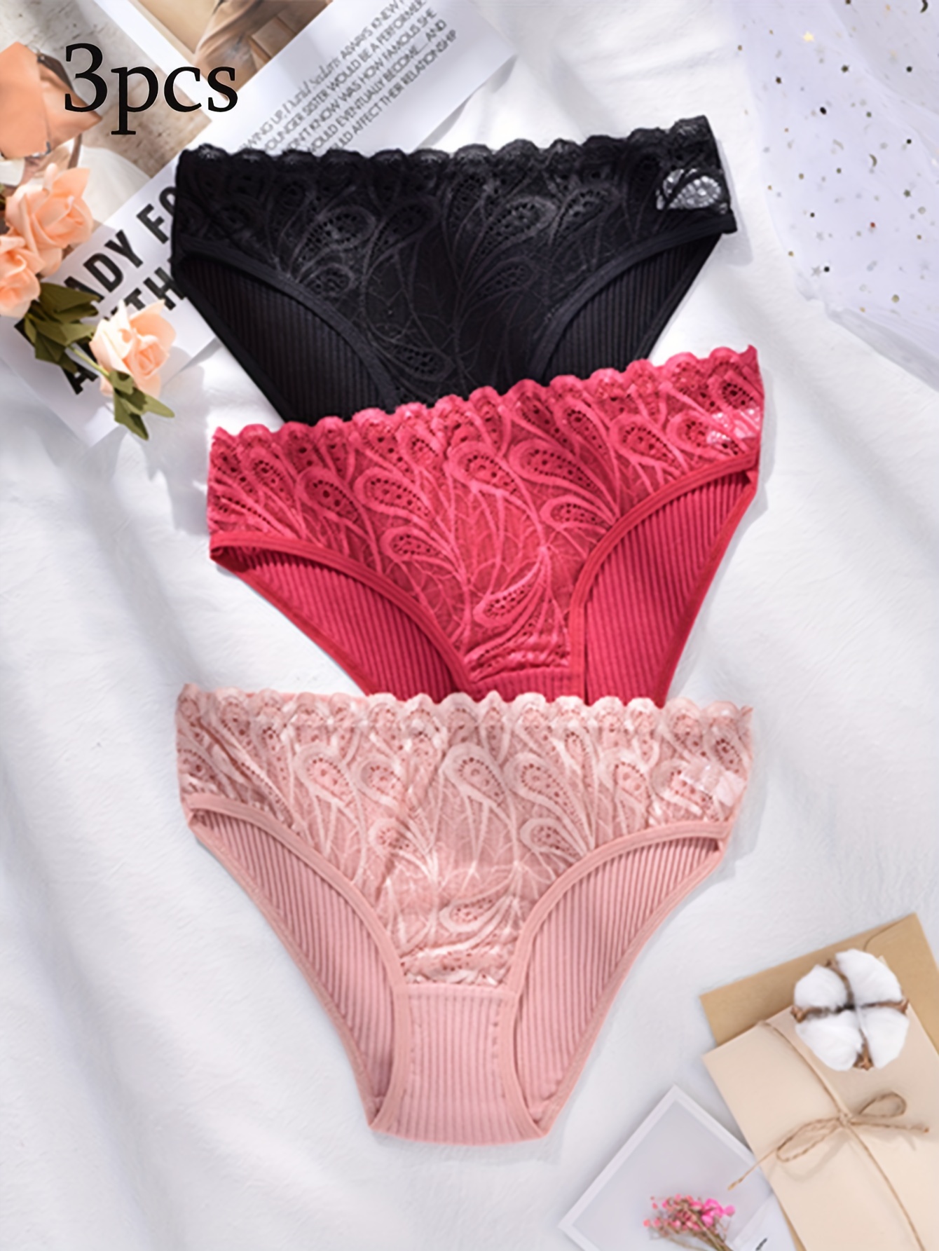 Contrast Lace Panty  Calzones mujer, Ropa interior para chicos, Ropa  caliente