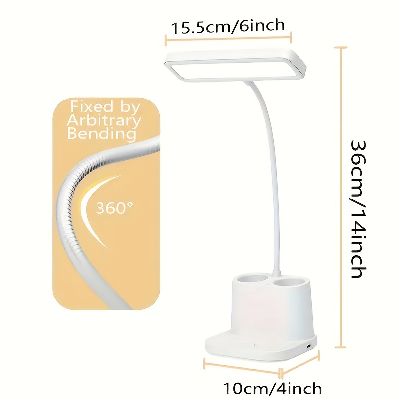 Lámparas de escritorio para oficina en casa, luz de escritorio LED con  soporte para bolígrafo, 3 modos de luz de color, luz nocturna de lectura  para