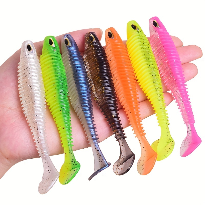 Soft Baits Worm Lure Set: 3D Eyes, Tail, 70mm Wobblers, Silicone