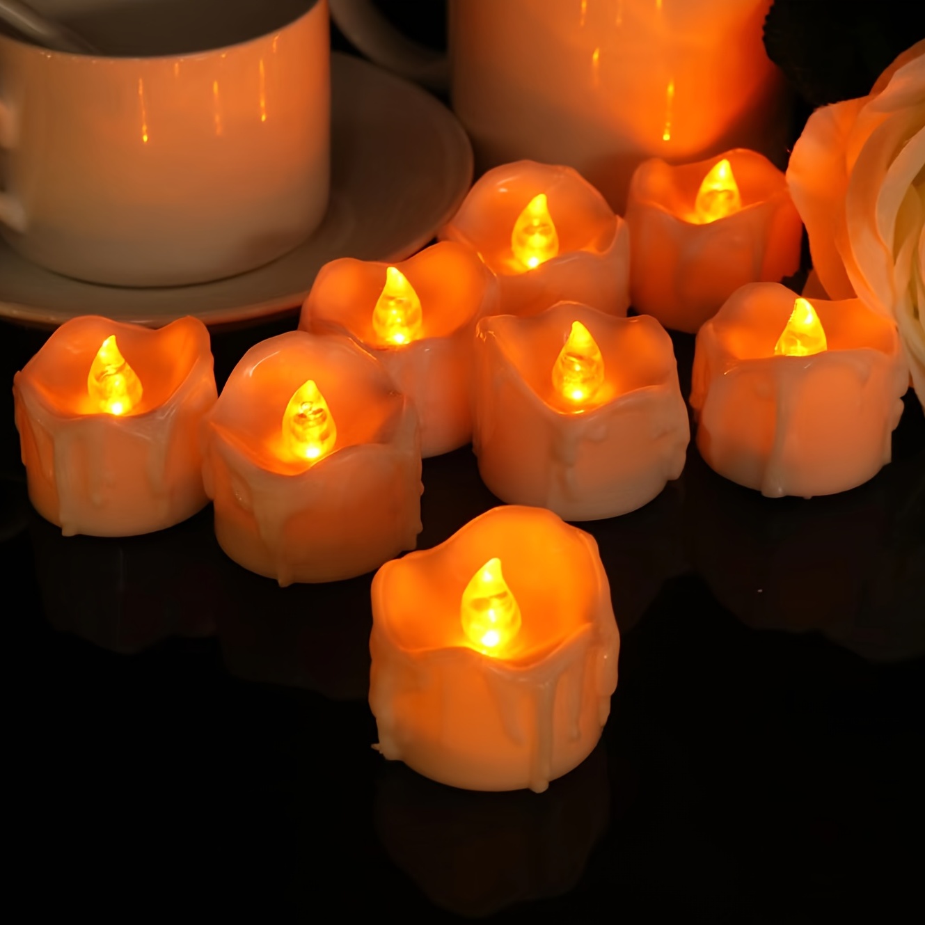 12x bougies chauffe-plat à piles sans flamme pour les vacances d
