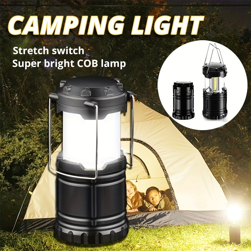 Linterna de camping LED recargable por USB, luces de camping retro  alimentadas por batería AA ajustadas sin escalones, lámpara de vela verde  colgante