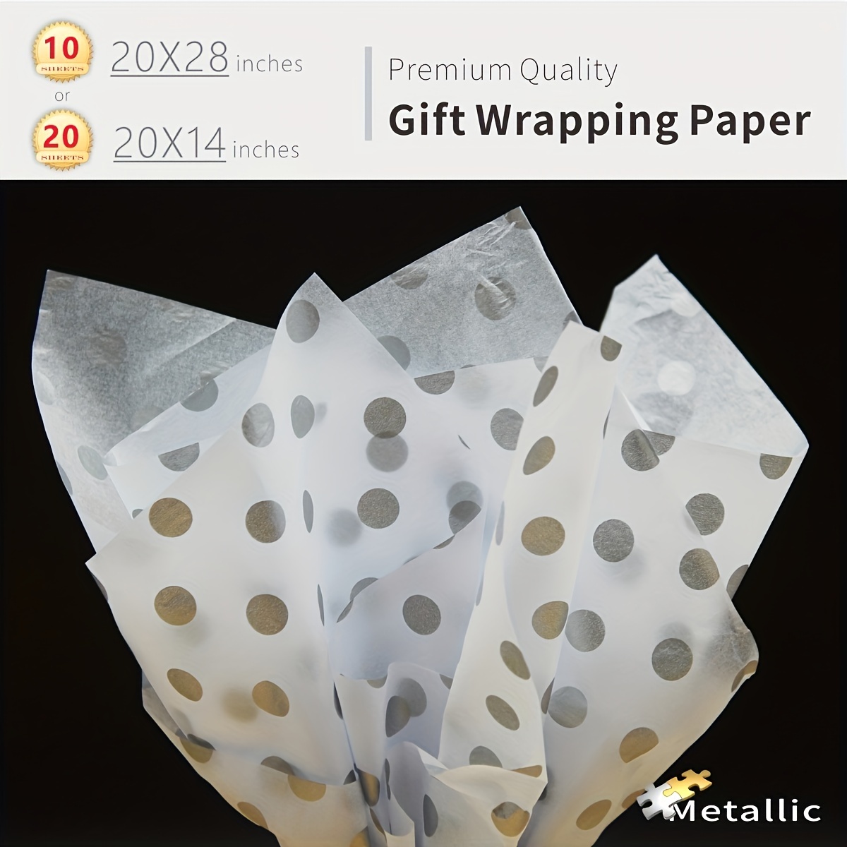 20pcs/lot 50x66cm DIY Metallic Tissue Paper Gift Wrapping Paper
