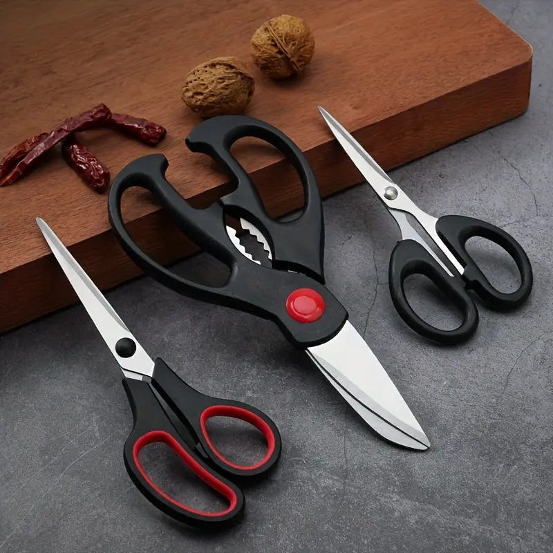 Stainless Steel Scissors, Household Scissors, Three-piece Set,  Multi-functional Kitchen Scissors, Chicken Bone Cutting, Tailor Scissors,  Handmade Small Scissors - Temu