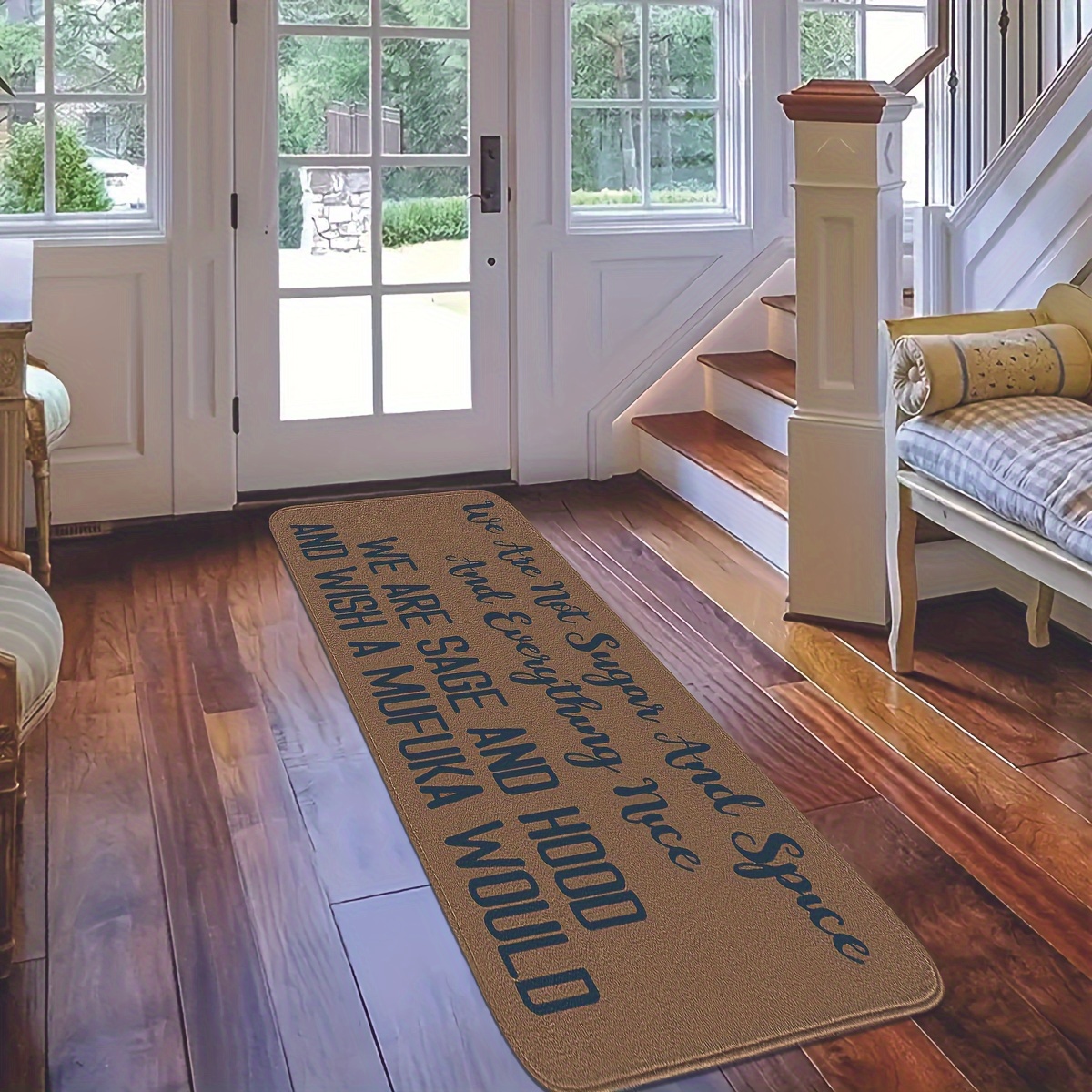 Doormat Welcome Letter Print Entrance Hallway Rectangle Printed Non-slip  Floor Rugs Front Door Mat Outdoor