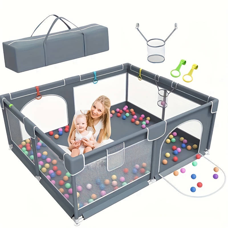 Box per bambini con cancello extra large e rete traspirante, Centro  attività portatile per interno