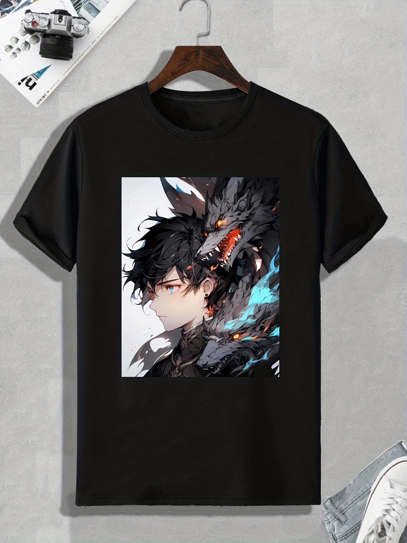 Stylish Men Black Naruto Anime Printed T-Shirt