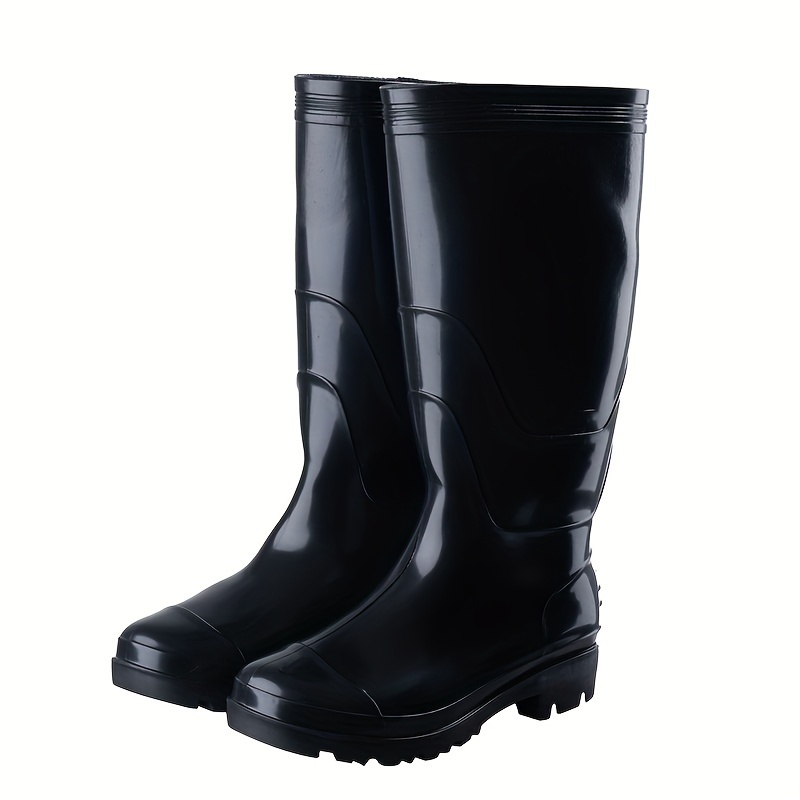 Solid Rain Boots For Men, Waterproof Anti-Slipping Knee-high Rubber Boots For Outdoor, Fishing Work And Garden Shoes