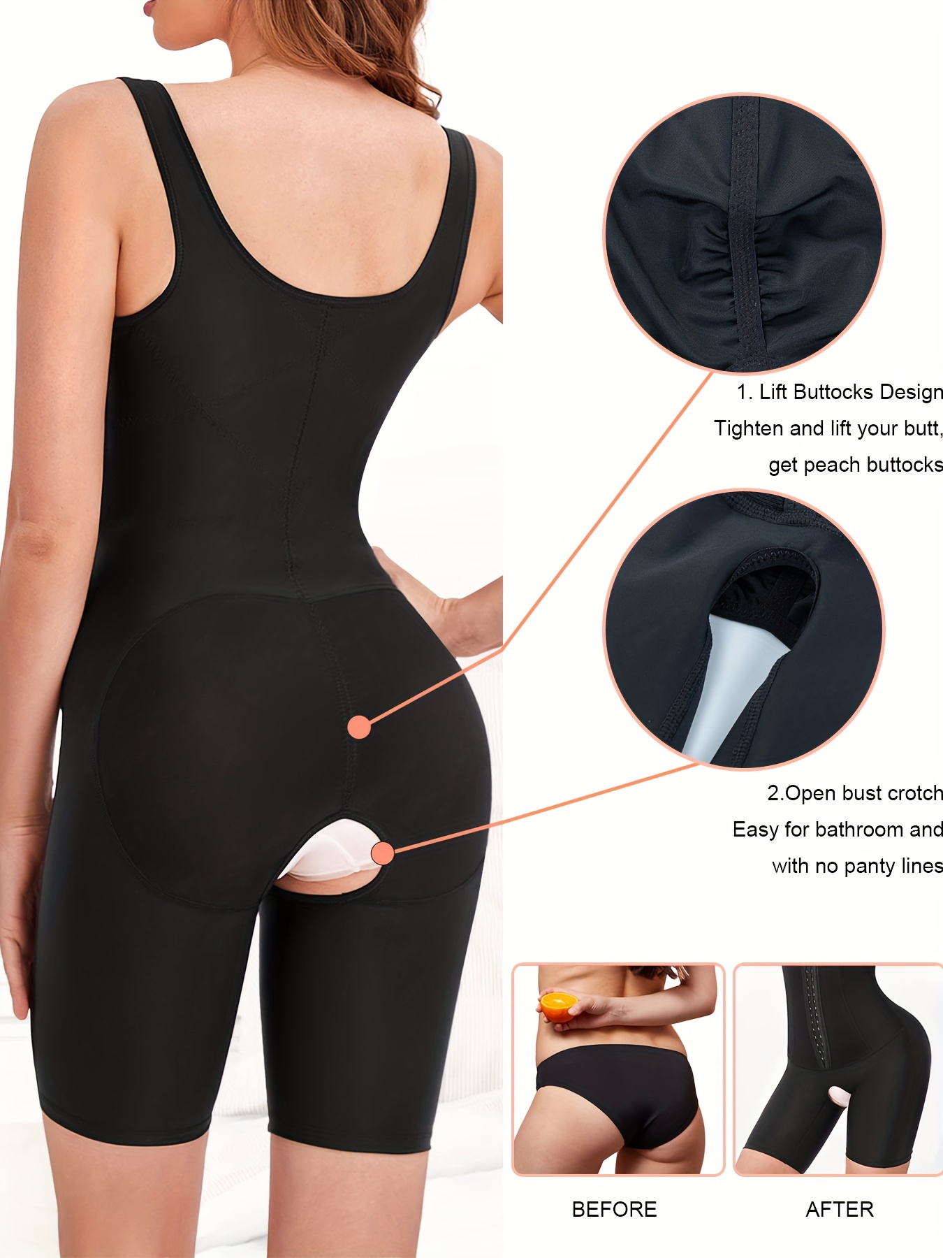 Women's Body Shaper Jumpsuit Tummy Control Panties Open Crotch
