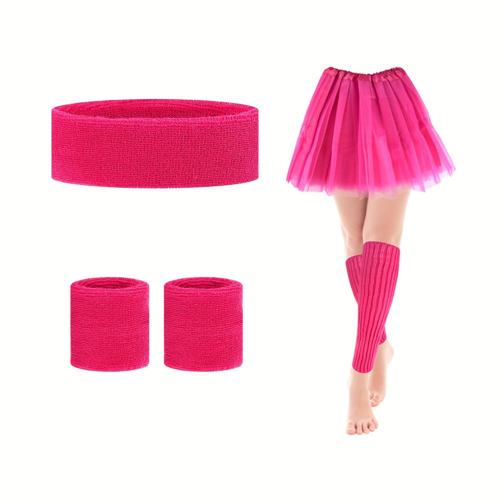 SOMSOC 13 Pieces Kids 80s Costume Accessories Set Girl's 80s Cosplay  T-shirt Tutu Outfit Headband Necklace Gloves Leg Warmer