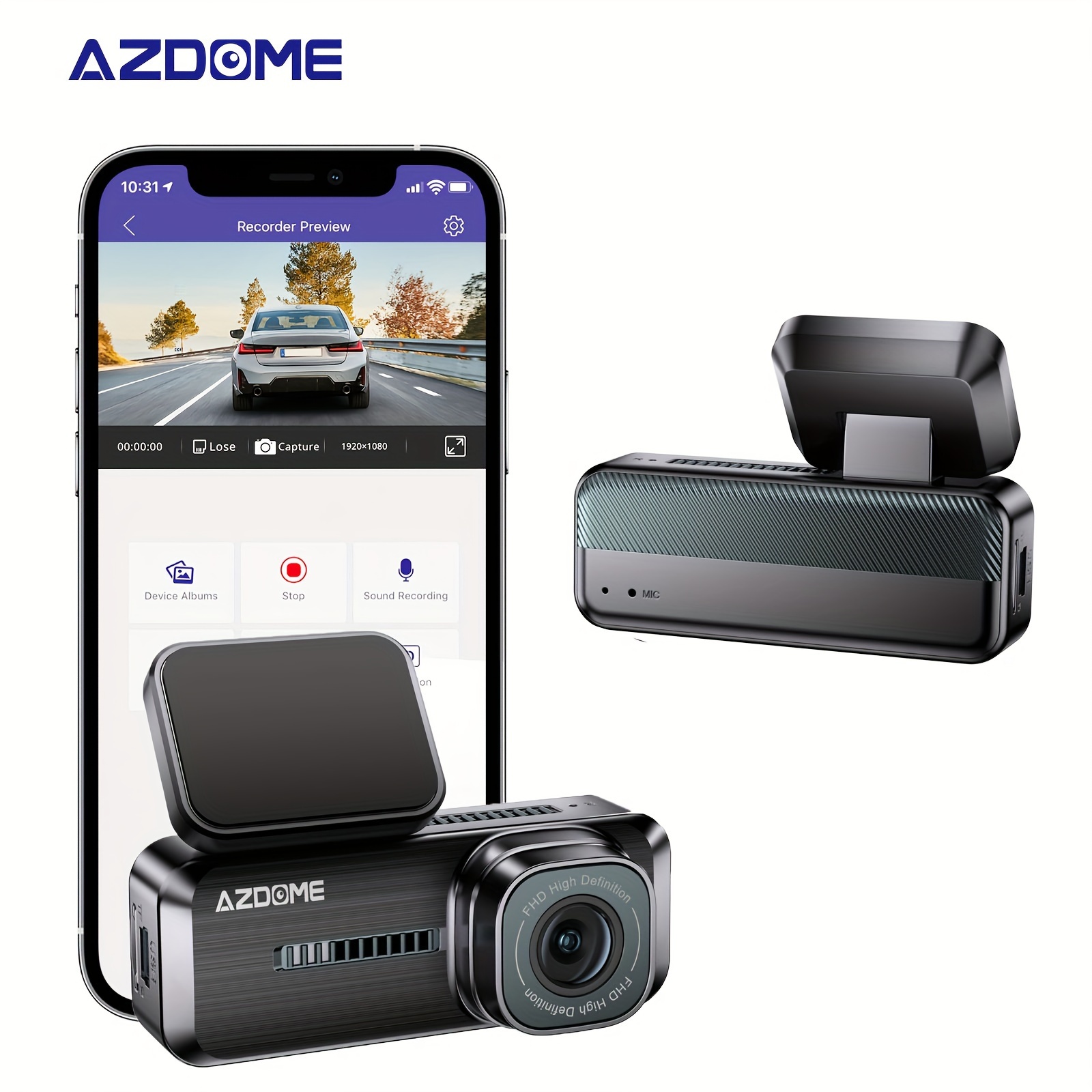Azdome M300 1296p Car Dash Cam App Control English Voice - Temu Australia
