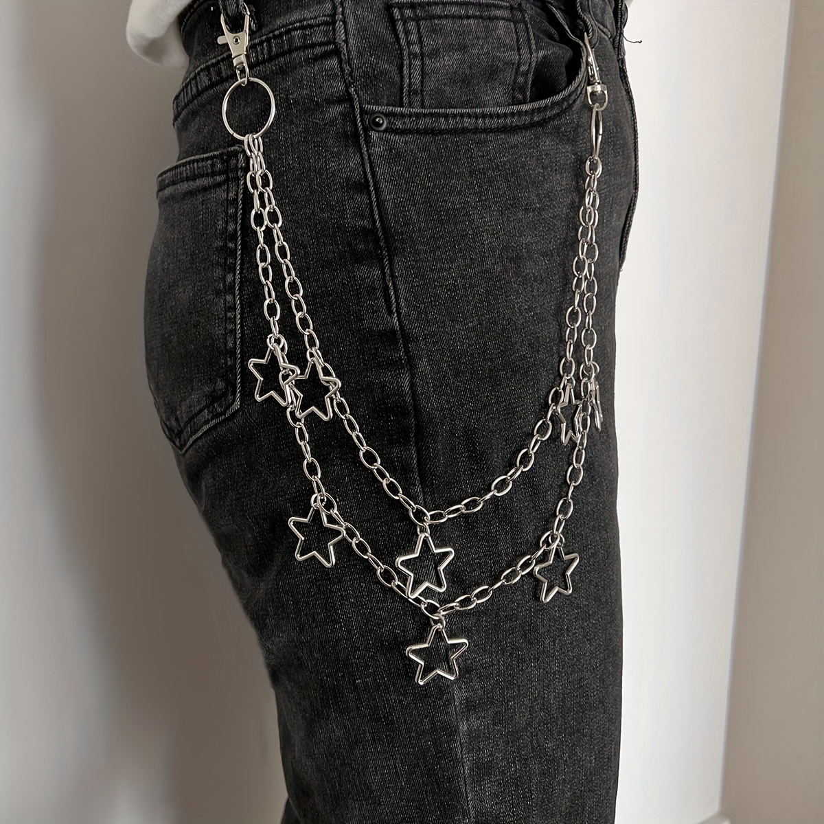 Wholesale WADORN 3Pcs 3 Colors Alloy Double Layer Chains for Jeans Pants 
