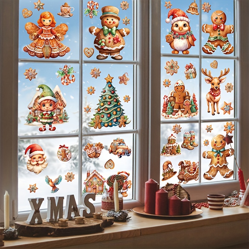 2023 Autocollants de Noël Fenêtres, flocons de neige Santa Stickers muraux  Décoration de Noël statique,PVC Décalets pour verre Xmas Hiver Décorations  : : Cuisine et Maison