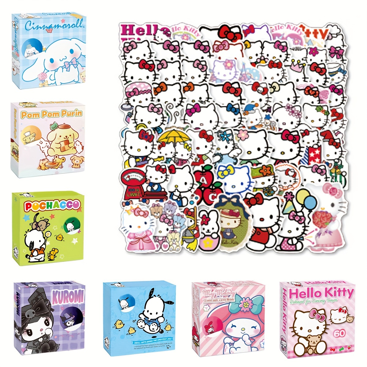 Pegatinas de Hello Kitty para niños, calcomanías de dibujos animados  Kawaii, funda impermeable para teléfono, portátil