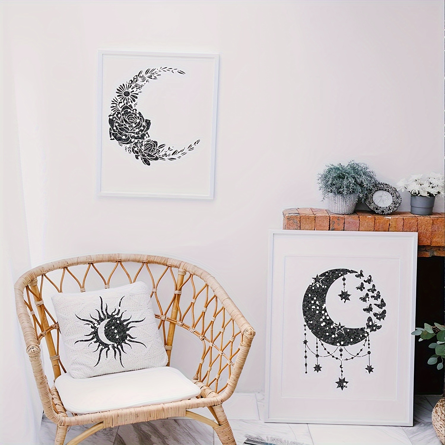 Sun And Moon Stencil Butterfly Flower Tree Paint Stencils - Temu