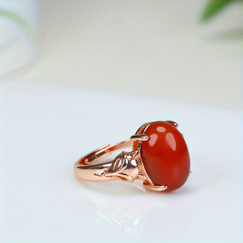 

1pc Southern Red Agate Men's Ring, Fashion Versatile Rose Golden Ring