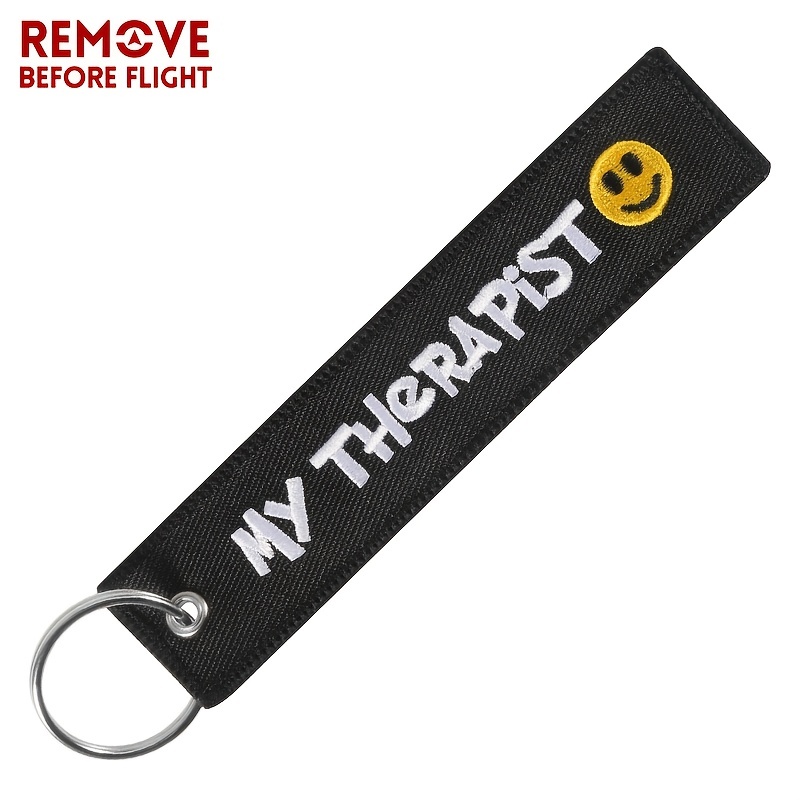 1pc My Therapist Keychain: Embroidered Key Rings for Motorcycle and Car Lovers