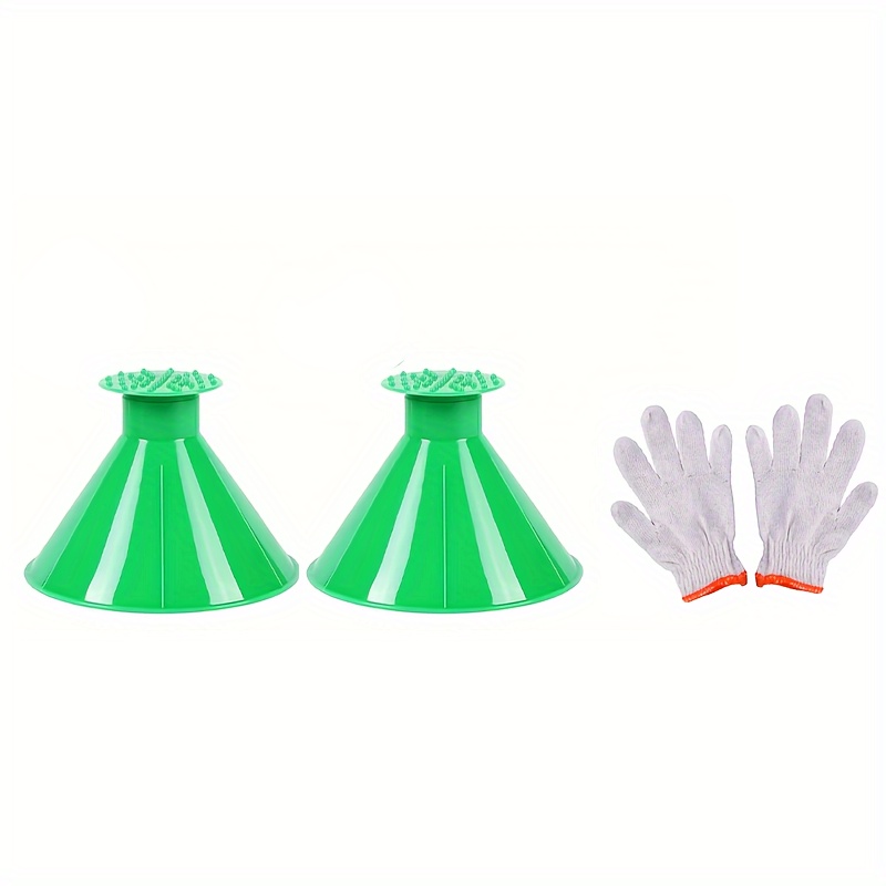 Car Windshield Magical Ice Scraper Snow Removal Tool Cone Shaped Round  Funnel,magic Cone Shaped Windshield Ice Scraper-color:green