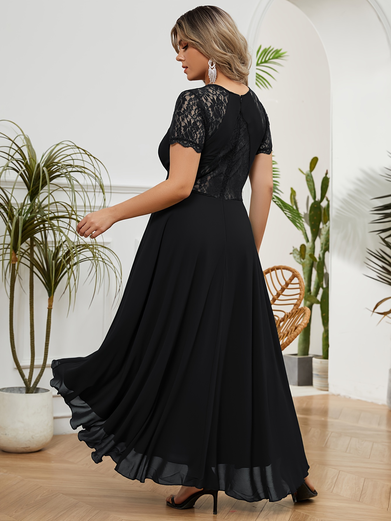 plus size plus size a plus size floral lace chiffon - Temu
