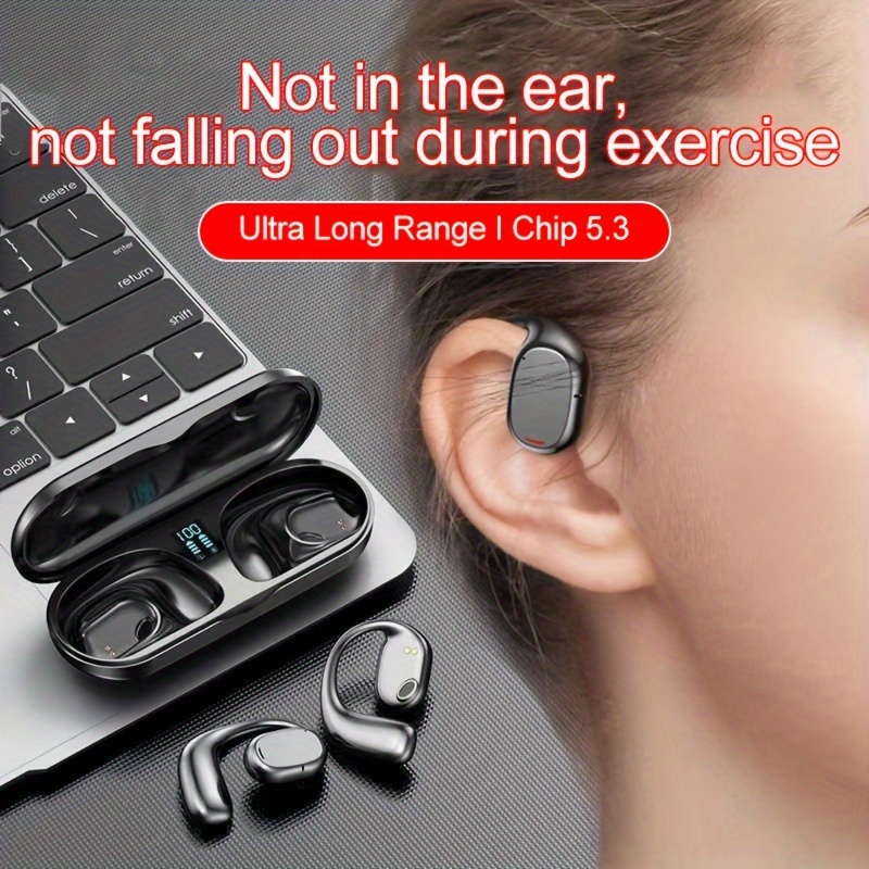 Auriculares TWS de conducción de aire de oreja abierta, auriculares  inalámbricos manos libres sin dolor para ciclismo, senderismo, conducción