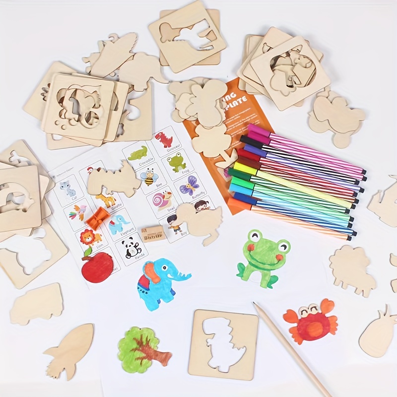 Wooden Diy Drawing Template Templates Children's Drawing - Temu