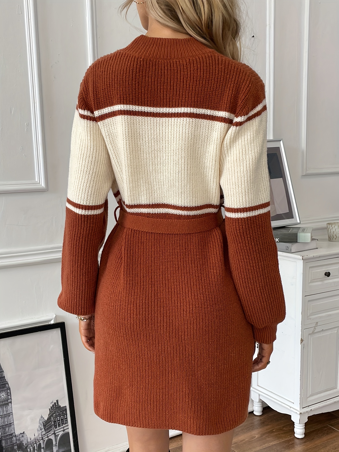 Blouse Block Sweater Dress
