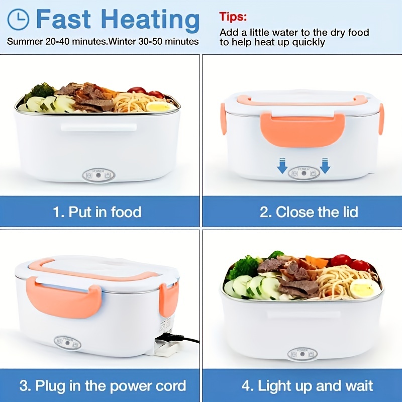 Electric Lunch Box Food Warmer - 2-in-1 Portable Food Heater for Car & Home - Leak Proof, Lunch Heating Microwave for Truckers with Removable