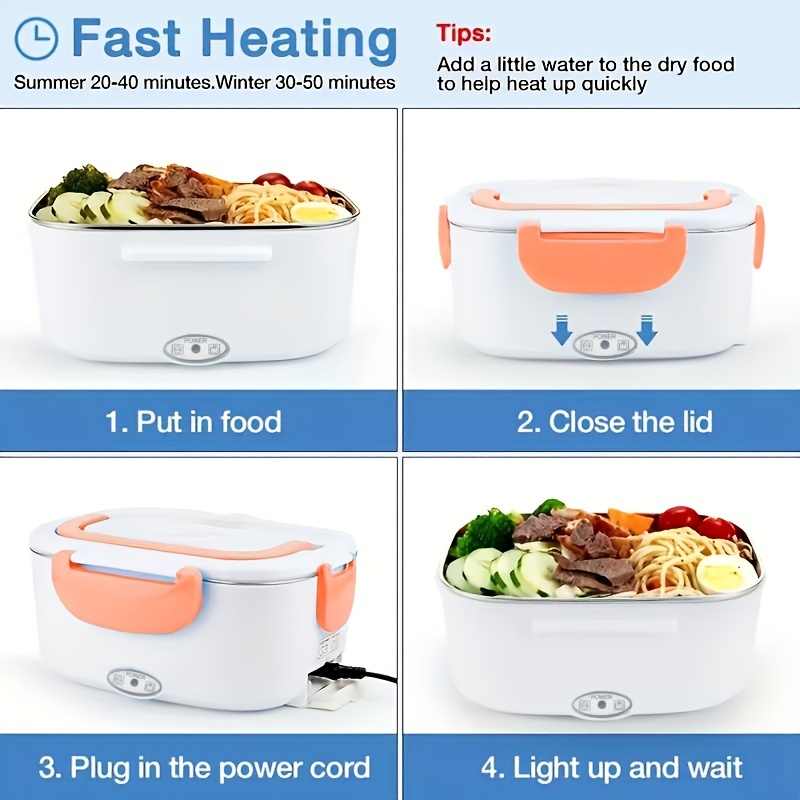 Cordless Powered Portable Food Warmer Electric Self Heating Lunch Box 1.5L