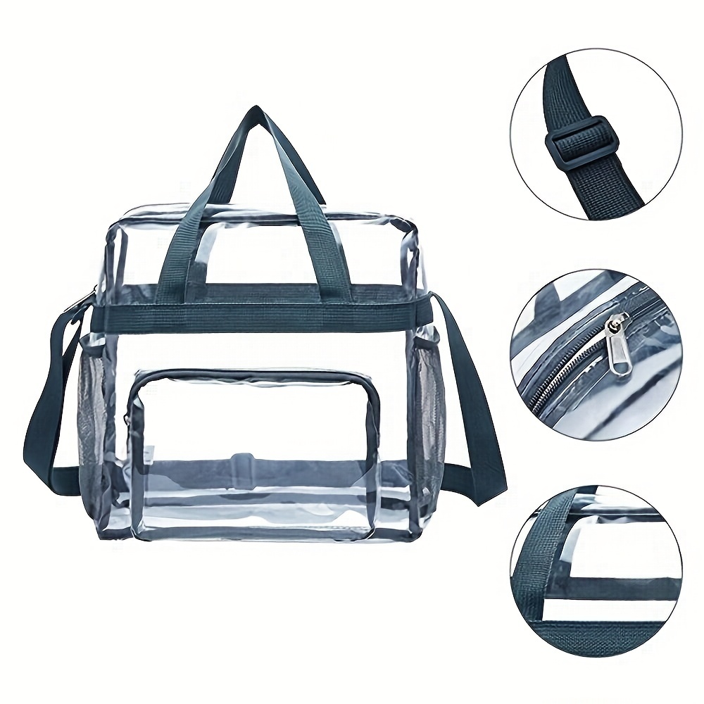 clear Plastic Tote Bag, Large Vinyl Purse with Pockets Approved for  Sporting Events, concerts, Trave