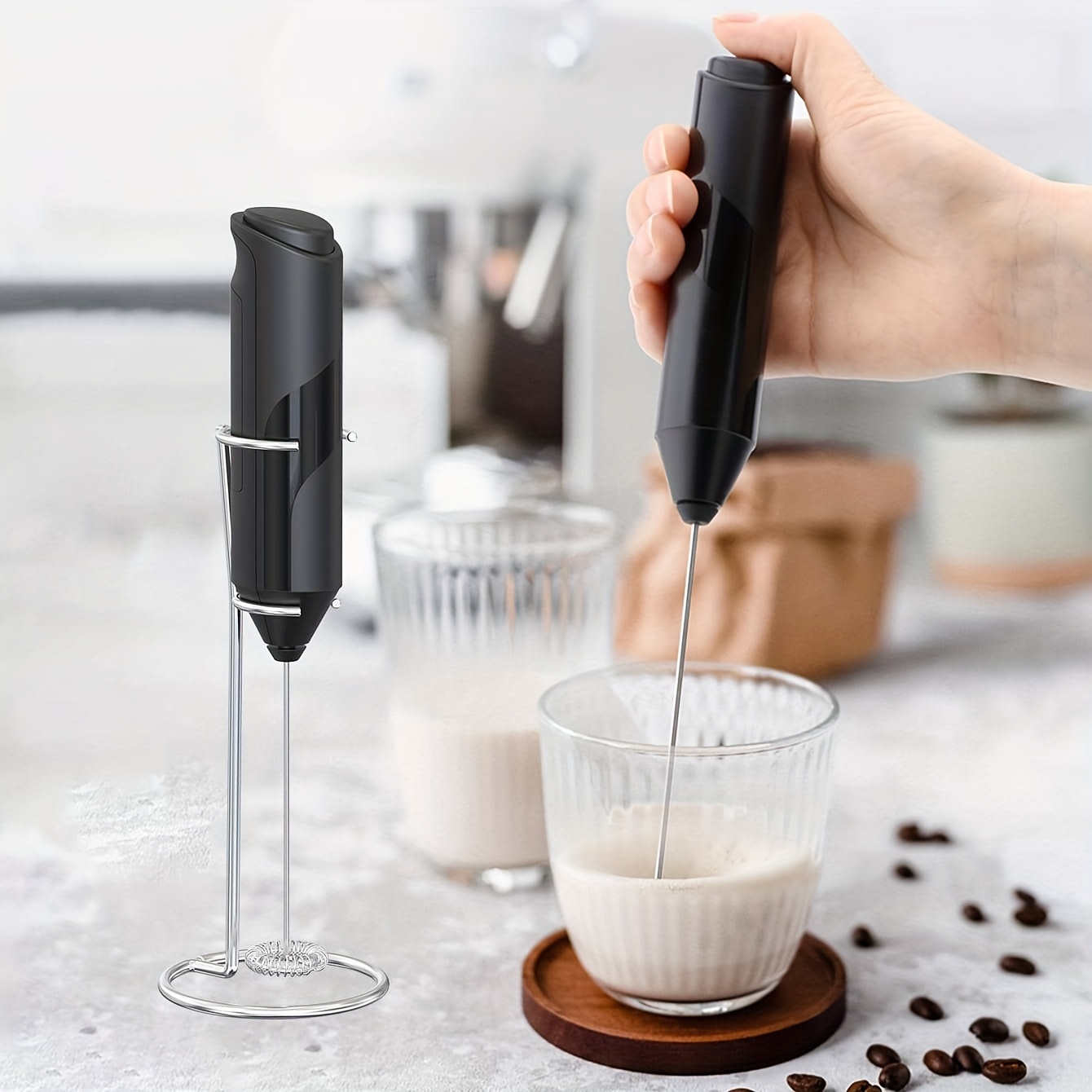 USB Rechargeable Milk Frother Handheld Electric Foam Maker with 2 Stainless  Whisks 3-Speed Adjustable Drink Egg Mixer for Bulletproof Coffee Keto  Frappe Latte Cappuccino Hot Chocolate.