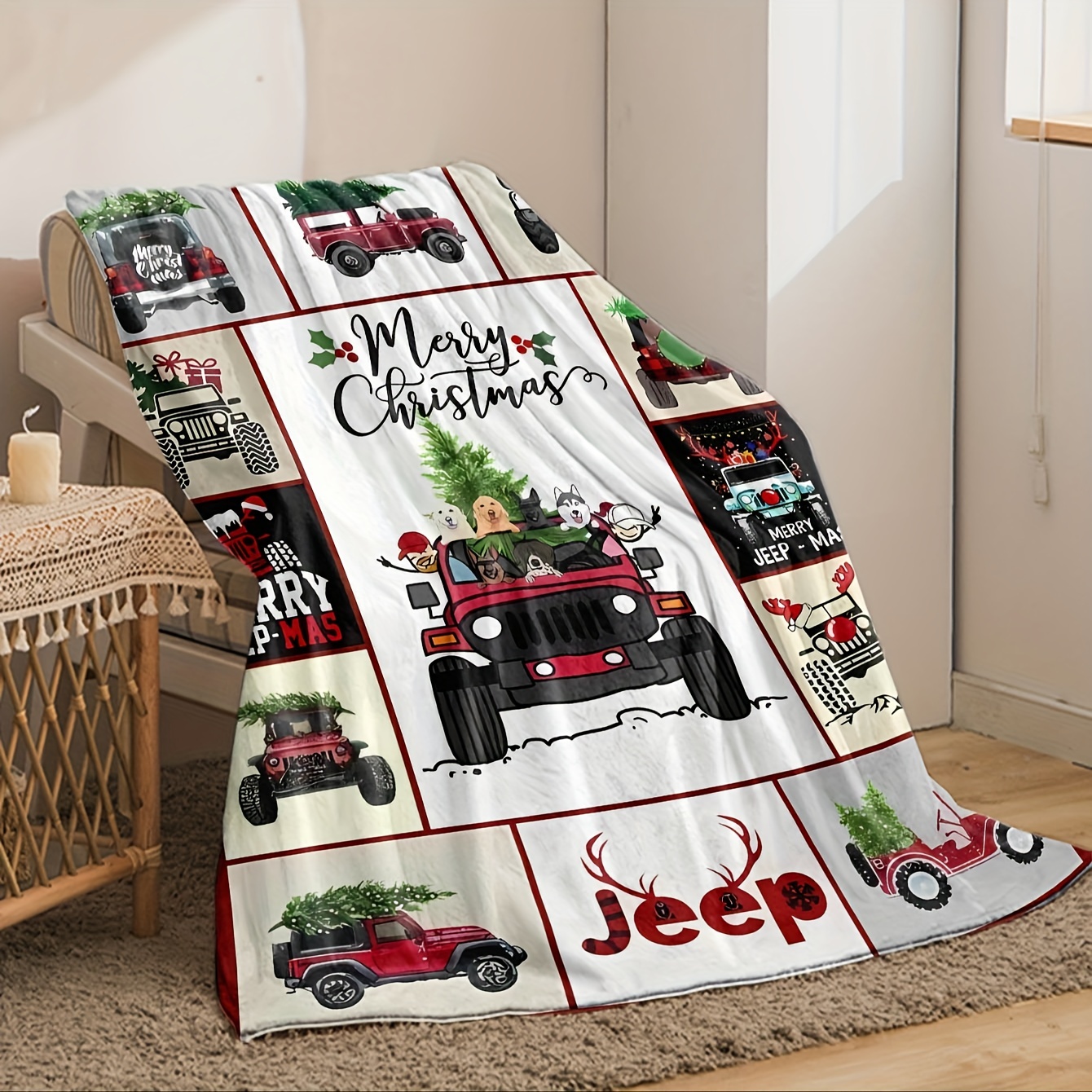 1pc Christmas Blanket Cartoon Truck Dog Print Flannel Blanket Soft Warm Throw  Blanket Nap Blanket For Couch Sofa Office Bed Camping Travel Multi Purpose  Gift Blanket For All Season | Save More