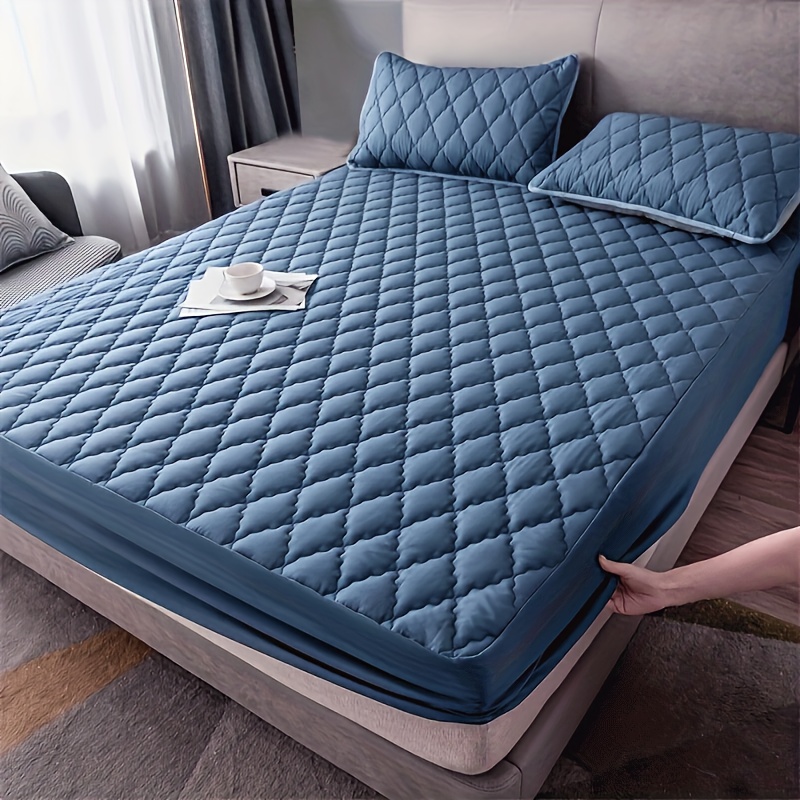 Solid Color Quilted Mattress Cover Waterproof Mattress Pad - Temu