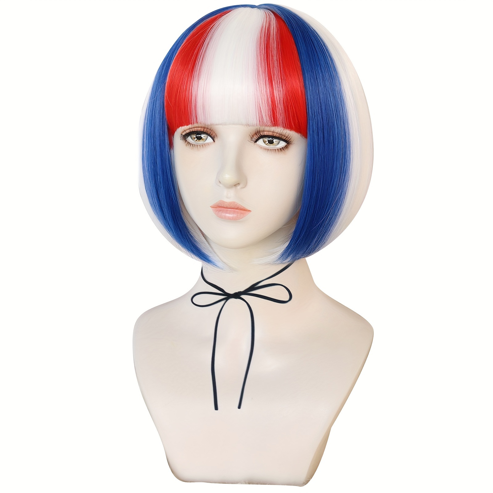 Straight Multi color red Blue White Orange Short Cosplay Temu