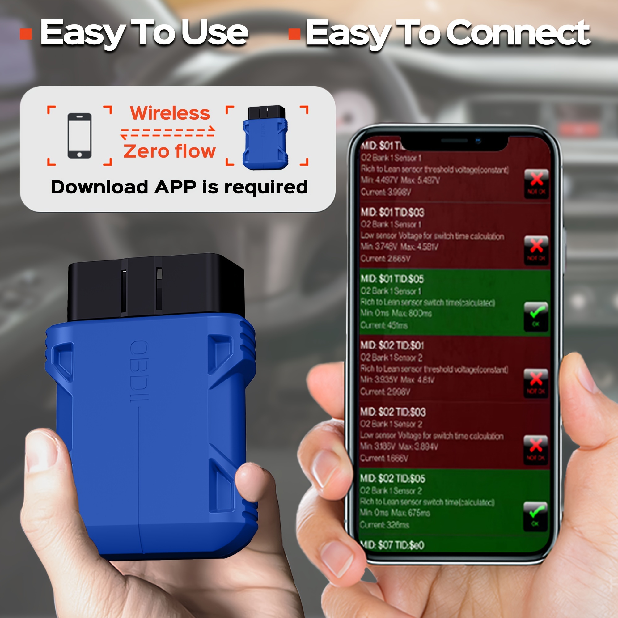 Car Obd2 Scanner Code Reader Tools Wireless 5 0 For Ios Android