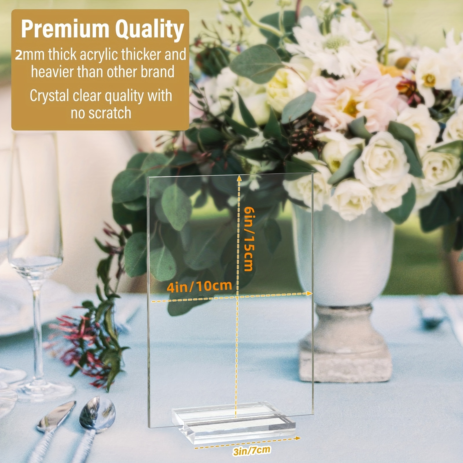  4 x 6 Clear Acrylic Wedding Table Number Holders with