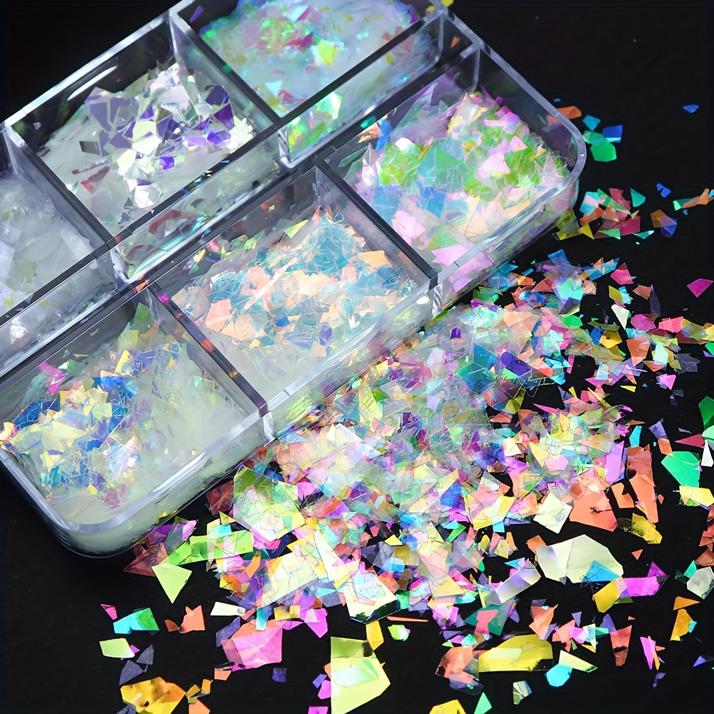 1box 12 Color Resin Filling Iridescent Glitter Irregular Flakes Aurora  Sequins Epoxy Resin For DIY Resin Mold Filler Decor Large Fragment