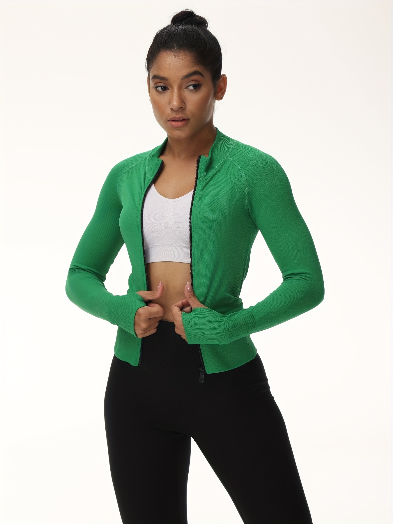 Half zip Pullover Fitness Yoga Top Long Sleeve Thumb Hole - Temu