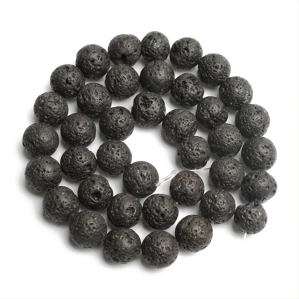 Natural Black Lava Beads Volcanic Stone Beads Round Beads For Jewelry  Making DIY Charm Bracelet Necklace 4 6 8 10 12 14mm 15inch