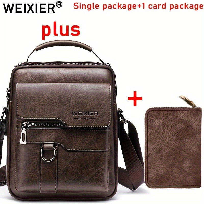 Weixier Cross Body Bag, Men's Shoulder Bag Vintage Leather Vertical Hand  Business Men's Casual Leather Bag Satchel Bag For Men Gift For Father  /anniversary - Temu