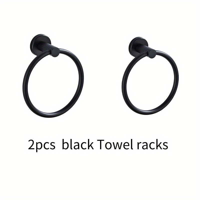 Black Metal Towel Ring Hook Towel Storage Ring Bathroom Wall - Temu
