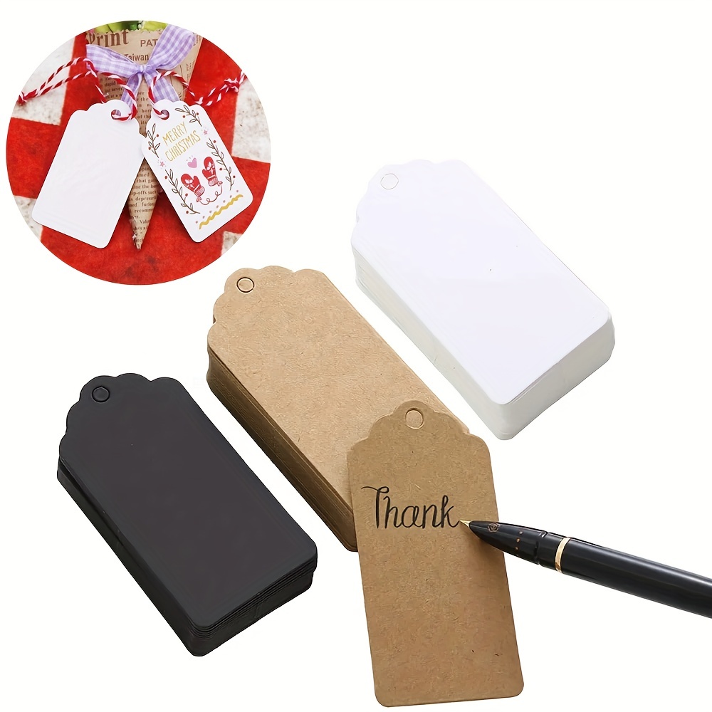 50pcs Blank Kraft Paper Tags with Strings Gift Bag Boxes Hang Tag Labels  Cardboard Cards Wedding Christmas Decoration Supplies