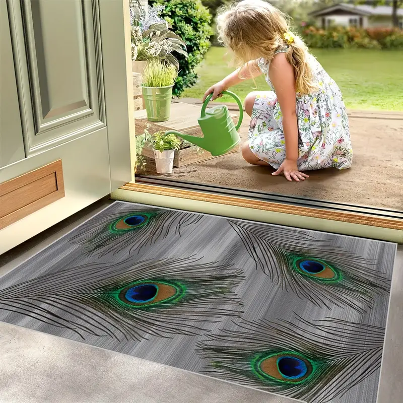 Peacock Feather Kitchen Rug Home Decoration Door Mat Entrance