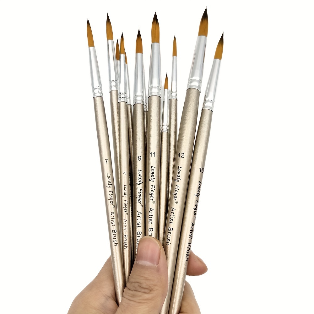 12pcs Professional Round Artist Paint Brushes Set Soft Synthetic Nylon Hair  Pointed Tip Watercolor Brush For Acrylic Watercolor Oil Gouache Face Body  Painting, Free Shipping For New Users