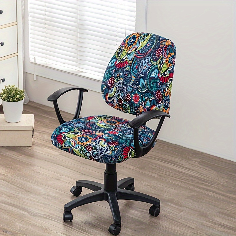 1 pezzo Coprisedia da ufficio monocolore elastico sedia semplice nero  poliestere per ufficio